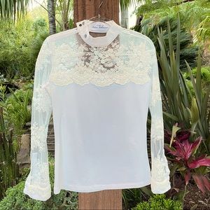 DALIA LEHMANN white Daisy lace equestrian show shirt with stay dry fabric